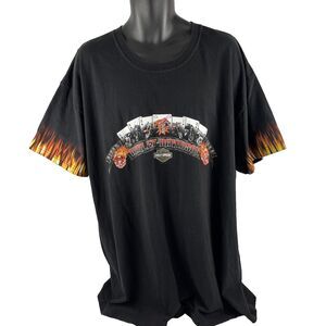 Vintage Y2K 2006 Harley-Davidson Dice Cards Flame‎ Sleeves T-Shirt 2X California